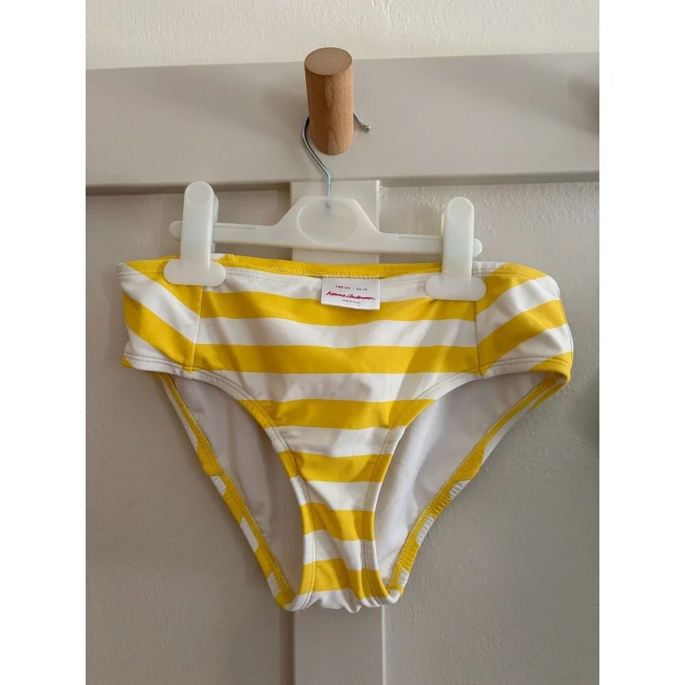 Hanna Andersson Girls 2pc Pink Striped whale polka dot Swimsuit 140 Size 10 EUC